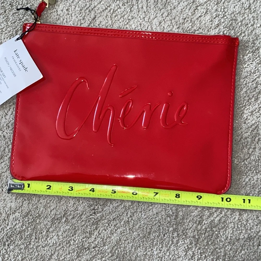 Kate Spade Fragrances Cherie Pouch red patent travel Bag‎ cosmetic Case ONLY New